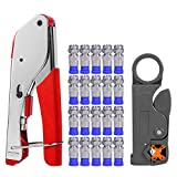 Coax Cable Crimper, Coaxial Compression Tool Kit Wire Stripper with F RG6 RG59 Connectors (Updated Module)