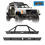 EAG Black Steel Front Bumper and Rear Bumper Combo 2PCS Fit for 1984-2001 Cherokee XJ