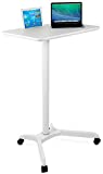 Mount-It! Standing Mobile Laptop Cart, Sit Stand Rolling Desk with Height Adjustable 31.1" x 20.5" Platform, Supports up to 17.6 lbs, White