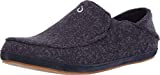 OluKai Moloa Hulu Men's Wool-Blend Slippers, Soft & Heathered Knit Slip On Shoes, Suede Leather Foxing for Maximum Comfort, Drop-In Heel Design, Trench blue/Trench Blue, 11