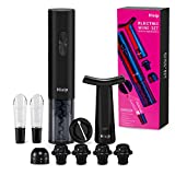 Hisip Electric Wine Opener Set, Wine Gifts Set 10 in 1 with Wine Saver Pump 5 Wine Stoppers Battery Operated Wine Bottle Opener 2 Wine Aerator Pourer Electric Corkscrew for Wine Lover Home Party