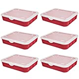 Sterilite 20 Compartment Christmas Holiday Ornament Storage Box, Red (6 Pack)