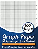 Graph Paper 10 Squares Per Inch Notebook: 10 Lines Per Inch, 8.5 X 11, Quad Ruled Grid Paper Composition Notebook For College, School, Engineering, Cross Stitch