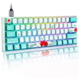 Guffercty kred Gk61 60% Percent Keyboard with Yellow Switch SK61 RGB Mini Mechanical Gaming Keyboard Hot Swappable Sublimated Keycaps NKRO Type-C for Win/PC/Mac (Gateron Optical Yellow, Coral Sea)