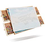 Gamenote Wooden Jigsaw Puzzle Table with Drawers & Cover Mat, 23" X 31" Portable Puzzle Board for 1000 Pieces Puzzle for Adults and Kids