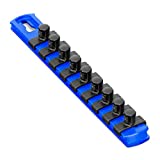 Ernst Manufacturing 8-Inch Socket Organizer with 9 3/8-Inch Twist Lock Clips, Blue (8408-Blue-3/8)