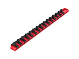 TEKTON 3/8 Inch Drive x 13 Inch Socket Rail, 15 Clips (Red) | OSR12115