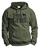 for Dad and Grandpa Dog Lover Gift Best Pitbull Dad Ever Hoodie Sweatshirt 3XL MlGrn Military Green