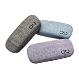 3Pack Hard Shell Eyeglasses Case Protector Linen Fabrics Large Glasses Case Concise