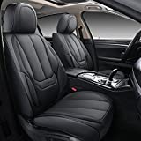 Coverado Front and Back Seat Covers 4 Pieces, Waterproof Nappa Leather Auto Seat Protectors Full Set, Universal Car Accessories Fit for Most Sedans SUV Pick-up Truck, Black