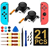[New Version] 3D Left/Right Analog Replacement Joystick Thumb Sticks Sensor Caps for Nintendo Switch Joycon Controller, Include Full Repair Tool Set（ 2 Pack） 19 in 1