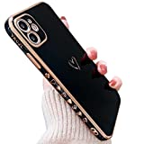 YKCZL Compatible with iPhone 11 Case Cute, Luxury Plating Edge Bumper Case with Full Camera Lens Protection Cover for iPhone 11 6.1 inch for Women Girl(Black)