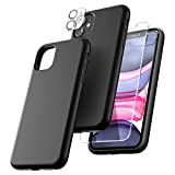 TOCOL [5 in 1] Skin Armor for iPhone 11 Case, with 2 Pack Screen Protector + 2 Pack Camera Lens Protector, Liquid Silicone Slim Shockproof Cover [Anti-Scratch] [Drop Protection], Black