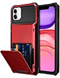 Vofolen Case for iPhone 11 Case Wallet 4-Card Holder ID Slot Flip Door Hidden Pocket Anti-Scratch Dual Layer Hybrid TPU Bumper Armor Protective Hard Shell Back Cover for iPhone 11 6.1 inch Red