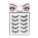 Natural 3D Mink Eyelashes Look Cat Eye-Lash Wispies 15mm Fluffy False Lashes 5 Pairs Soft Reusable Eyelashes For Small Eyes Lightweight No Glue