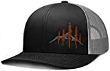 LARIX GEAR Trucker Hats for Men Wild Mountain (Black, Graphite Hat) Gray, Burnt Orange Logo