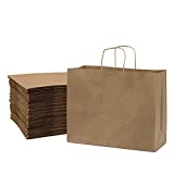 Kraft Paper Shopping Bags, 80% PCW Paper Bags With Handles, Gift Bags, Brown Bags Bulk 100 Pcs 16x6x12"-Vogue