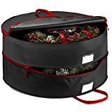 Double Premium Christmas Wreath Storage Bag 36”, With Compartment Organizers For Christmas Garlands & Durable Handles, Protect Artificial Wreaths - Holiday Xmas Bag Made of Tear-Proof 600D Oxford