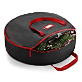 ZOBER Premium Christmas Wreath Storage Bag 36” - Dual-Zippered Storage Container & Durable Handles, Protect Artificial Wreaths - Holiday Xmas Bag Made of Tear-Proof 600D Oxford - 5-Year Warranty