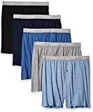 Hanes Men's 5-Pack Exposed Waistband Knit Boxers, Assorted, Medium