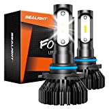 SEALIGHT 9145/9140/H10 LED Fog Lights Bulbs or DRL,400% Much Brighter, 6000 Lumens 6000K Xenon White Light, 12 CSP LED Chips, Plug-and-Play, IP67 Design