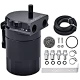 EVIL ENERGY Baffled Oil Catch Can,Oil Separator Catch Can 300ml Universal Aluminum Black