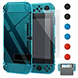 Dockable Case for Nintendo Switch [Updated],FYOUNG Protective Accessories Cover Case for Nintendo Switch and for Nintendo Switch JoyCons Controller with a Tempered Glass Screen Protector - Clear Blue