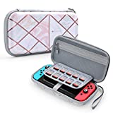 Mumba Carrying Case for for Nintendo Switch OLED & Nintendo Switch, Deluxe Ulta Slim Hard Shell Travel - holds 10 Game Cartridges -Pink Marble