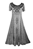 1024 DR Vintage Short Sleeve Embroidered Sun Dress (XL/1X, Silver Gray 2)