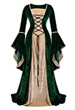 Kranchungel Womens Renaissance Medieval Dress Costume Irish Lace up Over Long Dress Retro Gown Cosplay Green Medium