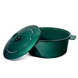 Granitestone Dutch Oven, 6.5 Quart Ultra Nonstick Enameled Lightweight Aluminum Dutch Oven Pot with Lid, Round 6.5 Qt. Stock Pot, Dishwasher & Oven Safe Induction Capable 100% PFOA Free, Emerald Green