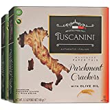 Tuscanini Parchment Crackers, Olive Oil 3.5oz (2 Pack) Paper Thin & Crisp Italian Crackers Seasoned with Olive oil and Salt, Certified Kosher