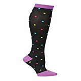 Nurse Mates Women's 12-14 Mmhg Wide Calf Compression Trouser Sock Bright, Bright Dot, One Size