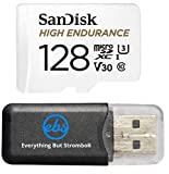 SanDisk High Endurance 128GB TF Card MicroSDXC Memory Card for Dash Cams & Home Security System Video Cameras (SDSQQNR-128G-GN6IA) Class 10 Bundle with (1) Everything But Stromboli MicroSD Card Reader