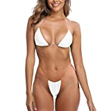 SHERRYLO Thong Bikini Swimsuit for Women Transparent Straps Cheeky Brazilian Thongs Bikinis Sexy No Tan Line String Bathing Suit