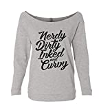 Funny Saying Womens Sweatshirts Nerdy Dirty Inked and Curvy Royaltee Shirts Large, Heather Grey