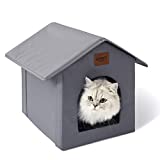 Love's cabin Outdoor Cat House Waterproof for All Seasons, Collapsible Warm Cat Houses for Outdoor/Indoor Cats, Feral Cat Shelter with Removable Soft Mat, Easy to Assemble Igloo House for Small Dog