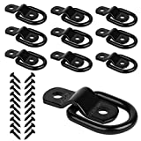 JCHL D Rings Tie Down Anchors Hooks for Trailer Truck Bed Bracket Enclosed Points Pickup Camper Surface Mount D-Ring Heavy Duty 1/4" 2400 Pound Capacity (10-Pack)