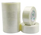 6PACK Reinforced Packing Tape, 5.5Mil 2Inx 60Yds, Heavy Duty Fiber Strapping Adhesive Packaging Tape, BOMEI PACK