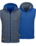 Little Donkey Andy Men's Reversible Fleece Vest Lightweight Warm Sleeveless Jacket with Hood for Hiking Walking Travel True Navy S