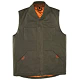 Men's Quilted Lined Vest Washed Canvas Winter Warm Outdoor Hunting Work Utility Travel Vest Jacket Army Green Medium