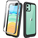 Diaclara Compatible with iPhone 11 Case, Full Body Rugged Case with Built-in Touch Sensitive Anti-Scratch Screen Protector, Soft TPU Bumper Case Cover Compatible with iPhone 11 6.1" (Black and Clear)