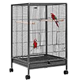VIVOHOME 30 Inch Height Wrought Iron Bird Cage with Rolling Stand for Parrots Conure Lovebird Cockatiel