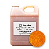 Dry & Dry" [1 Quart Premium Orange Indicating Silica Gel Desiccant Beads(Industry Standard 3-5 mm) - Rechargeable Silica Gel Beads(2 LBS)