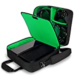 USA GEAR Console Carrying Case - Xbox Travel Bag Compatible with Xbox One and Xbox 360 with Water Resistant Exterior and Accessory Storage for Xbox Controllers, Cables, Gaming Headsets - Green