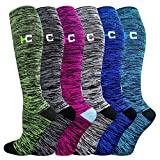 6 Pairs Graduated Compression Socks for Women&Men 20-30mmhg Knee High Sock(Multicoloured,Small/Medium(US SIZE))