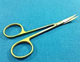 T/C IRIS MICRO SCISSORS CURVED 4.5" WITH TUNGSTEN CARBIDE INSERTS WITH GOLD HANDLE (HTI BRAND)