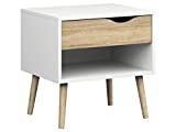 Tvilum Diana 1 Drawer Nightstand, White/Oak Structure