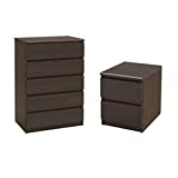 Tvilum Scottsdale 2 Piece 5 Drawer Chest and 2 Drawer Nightstand Set in Coffee