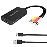 HDMI to RCA Converter, HDMI to AV 3RCA CVBs Composite Video Audio Converter Adapter Supports PAL/NTSC for TV Stick, Roku, Apple TV, PC, Laptop, Xbox, HDTV